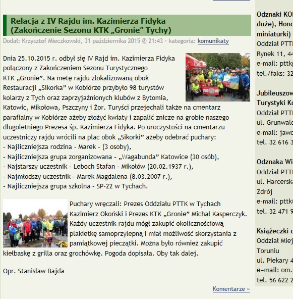 IV Rajd im. Kazimierza Fidyka - Zakończenie Sezonu